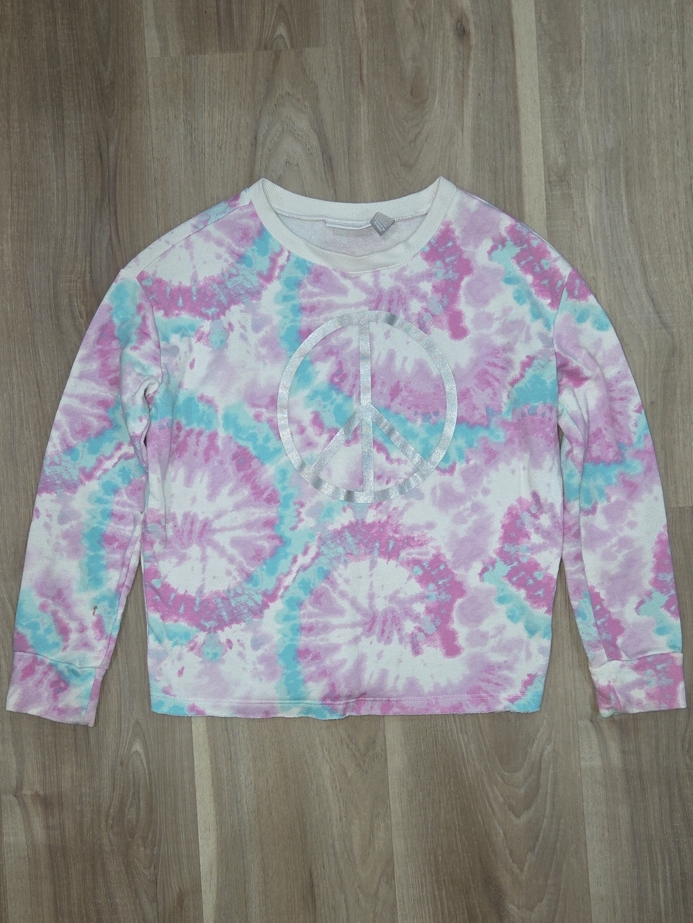 •The Children's Place• Little Girls Tie-dye Peace Sign Crewneck Sweater